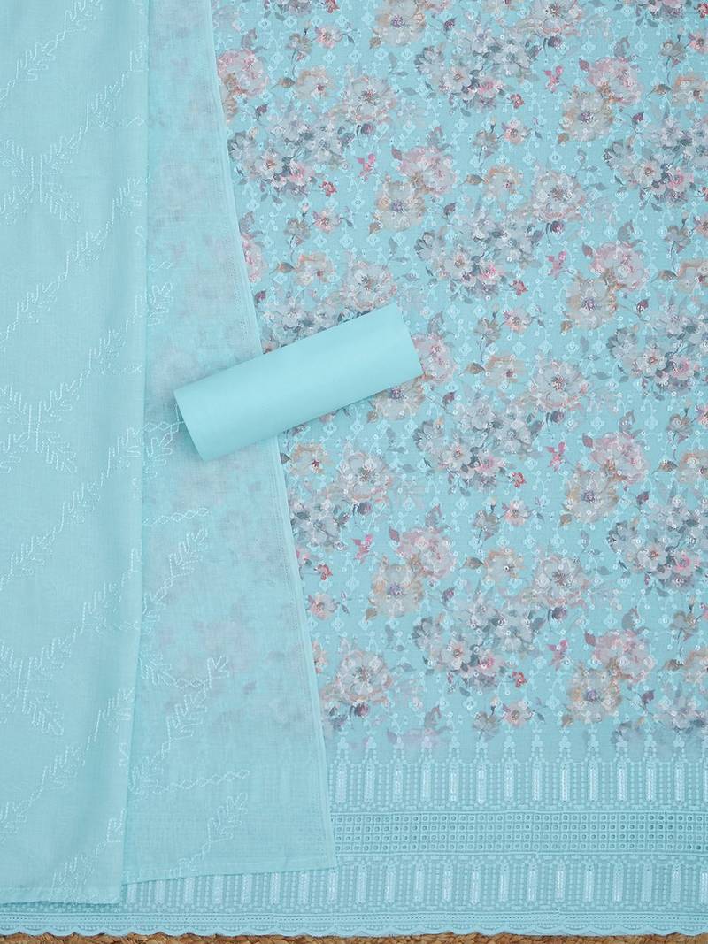 women floral printed unstitched dress material