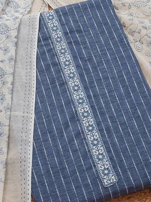 floral embroidered thread work unstitched dress material 2