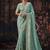 Sky blue pure tissue heavy embroidery beads party wear saree