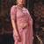 pink bala silk blend heavy embroidery beads party wear saree