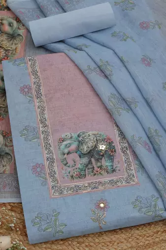 printed linen unstitched dress material