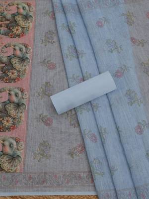 printed linen unstitched dress material 3