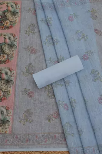 printed linen unstitched dress material