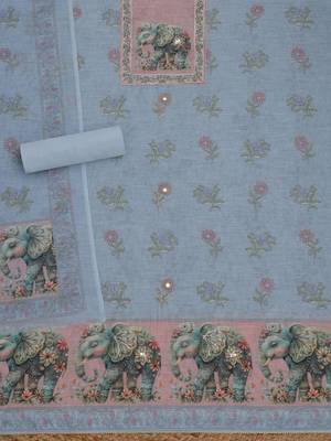 printed linen unstitched dress material 4