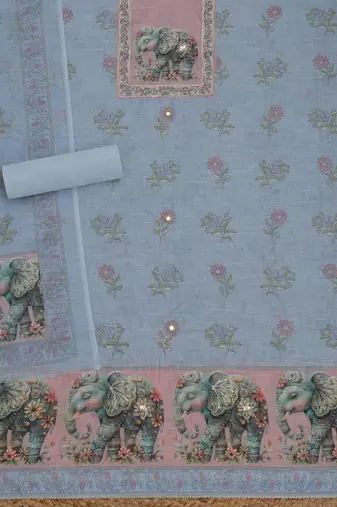 printed linen unstitched dress material