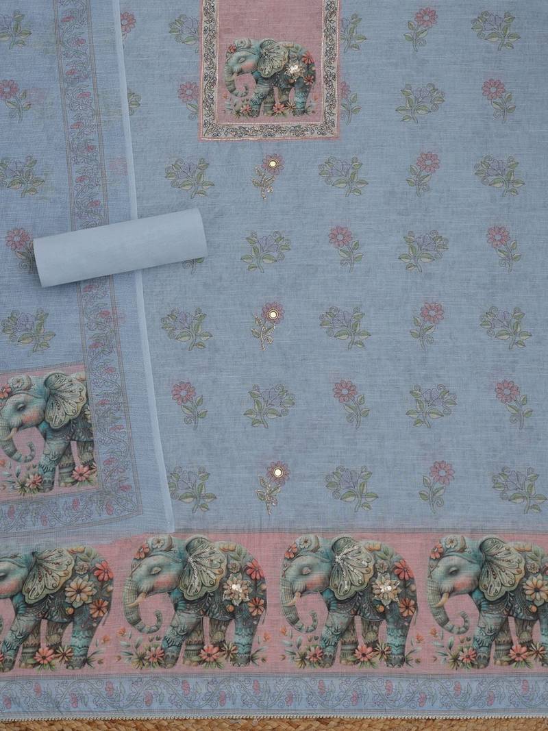 printed linen unstitched dress material