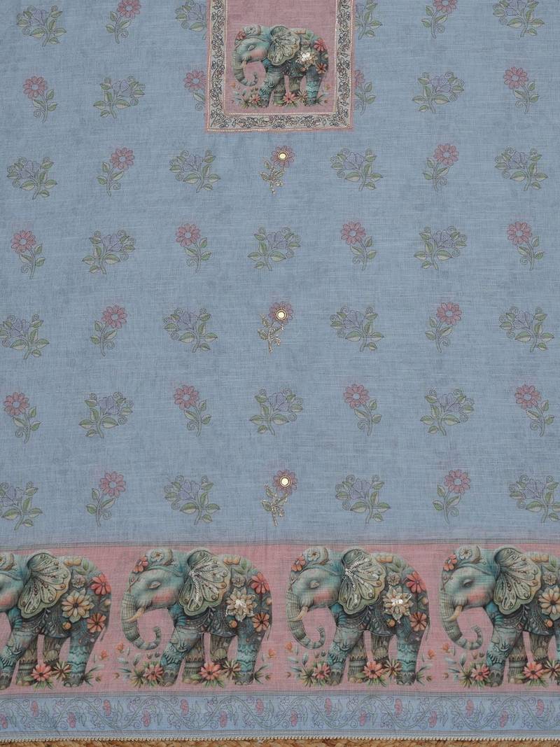 printed linen unstitched dress material