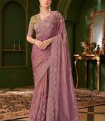 Mauve embellished festive wear with matching blouse