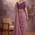 Purple embellished embroidered poly georgette heavy work saree