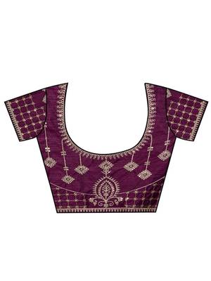 Purple embellished embroidered poly georgette heavy work saree 4