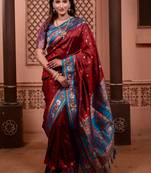 Red classic indian silk rich woven pallu design sarees