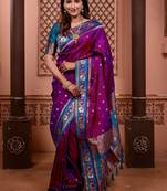 Purple classic indian silk rich woven pallu design sarees