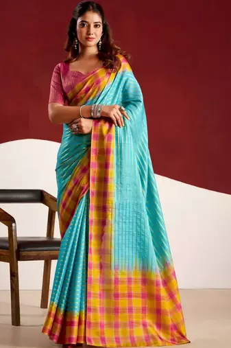 Blue woven design tussar sarees blouse piece