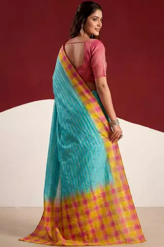 Blue woven design tussar sarees blouse piece