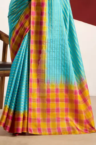 Blue woven design tussar sarees blouse piece