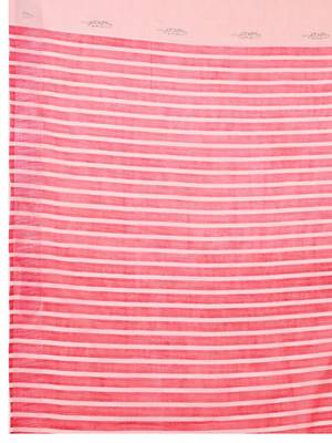 Pink printed saree with unstitched blouse 4