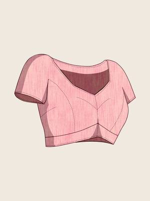 Pink printed saree with unstitched blouse 5