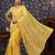 Yellow sequinned embellished saree with blouse piece