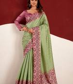 Green woven design tussar sarees blouse piece