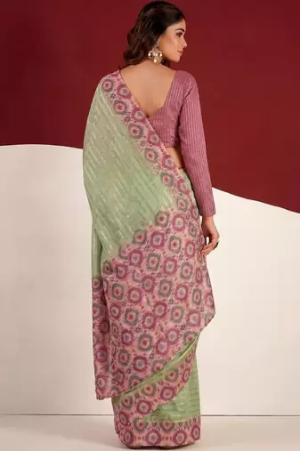 Green woven design tussar sarees blouse piece