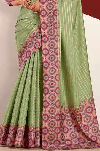 Green woven design tussar sarees blouse piece