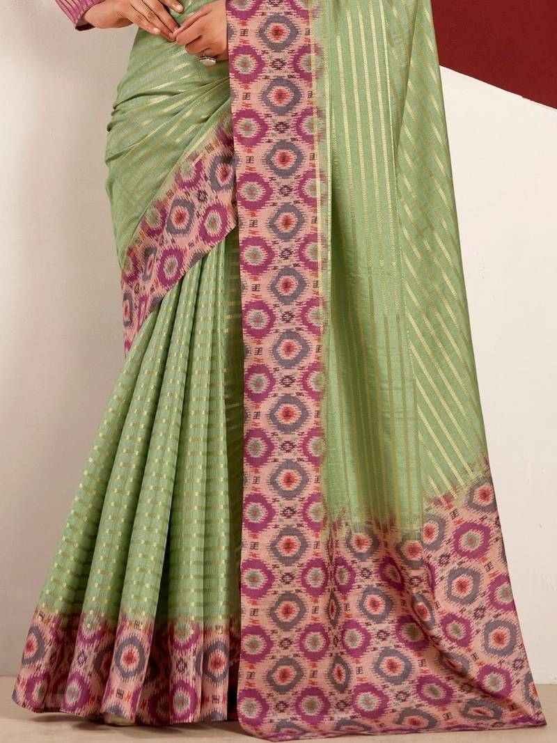 Green woven design tussar sarees blouse piece