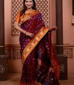 Maroon classic indian silk rich woven pallu design sarees