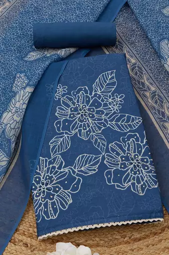 embroidered  cotton unstitched dress material