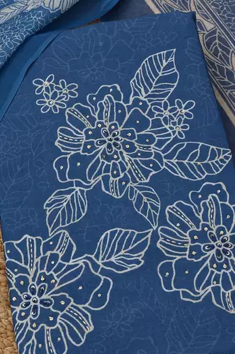 embroidered  cotton unstitched dress material