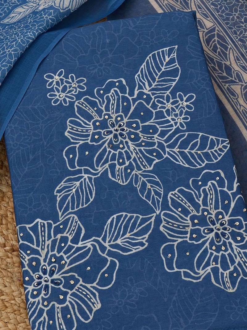 embroidered  cotton unstitched dress material