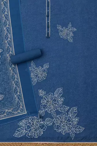 embroidered  cotton unstitched dress material