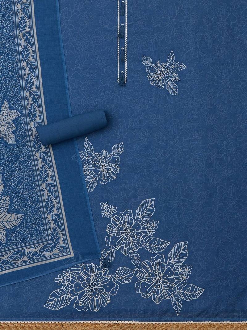 embroidered  cotton unstitched dress material