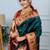 Green festive silk ornate zari border sarees