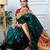 Green festive silk ornate zari border sarees
