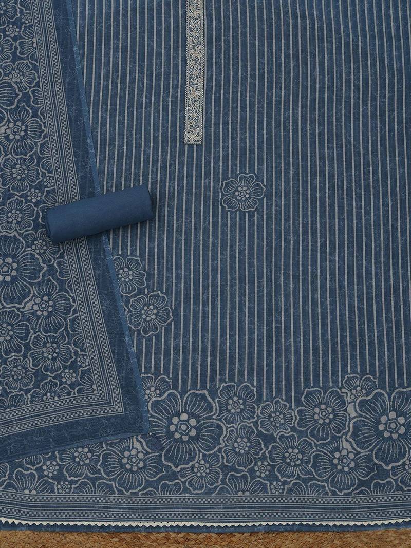 printed linen unstitched dress material