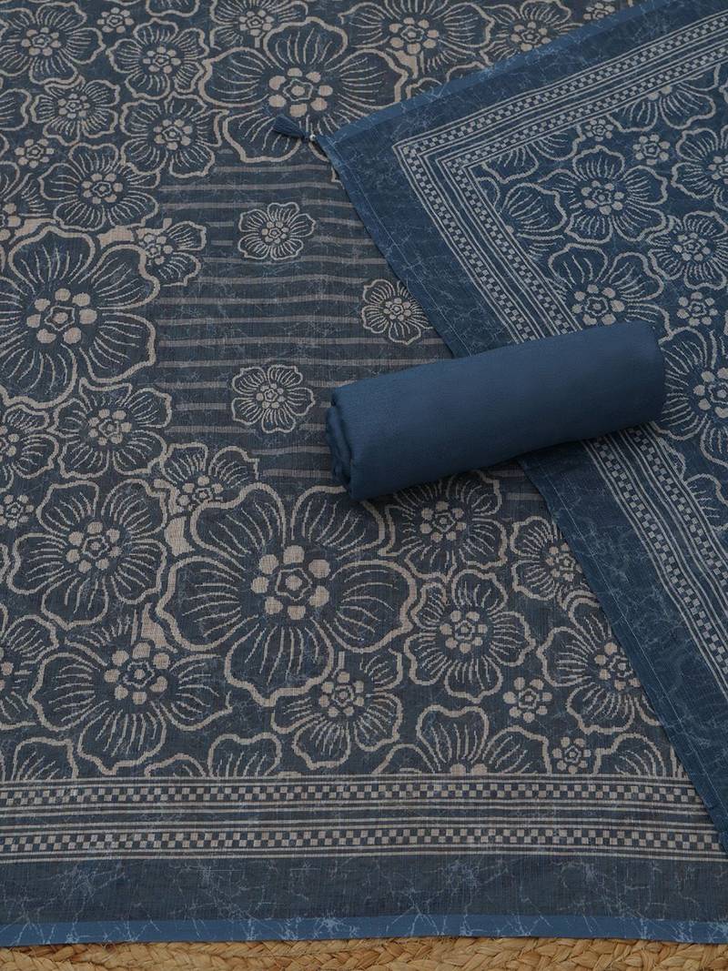 printed linen unstitched dress material