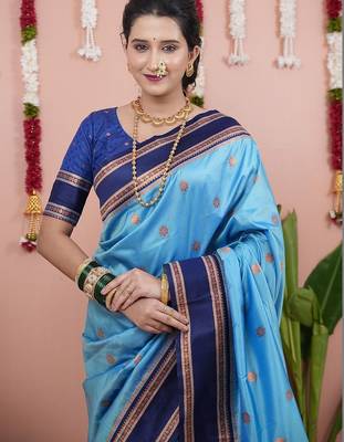 Teal luxurious silk rich woven pallu design sarees 2