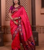Pink luxurious silk rich woven pallu design sarees