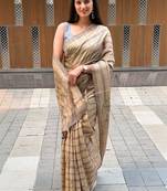 Beige art silk vanilla cream sarees