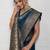 Teal rich zari border saree with blouse piece