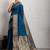 Teal rich zari border saree with blouse piece