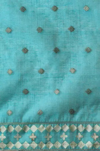 Blue woven design banarasi sarees with blouse piece