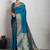 Turquoise rich zari border saree with blouse piece