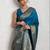 Turquoise rich zari border saree with blouse piece