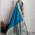 Turquoise rich zari border saree with blouse piece