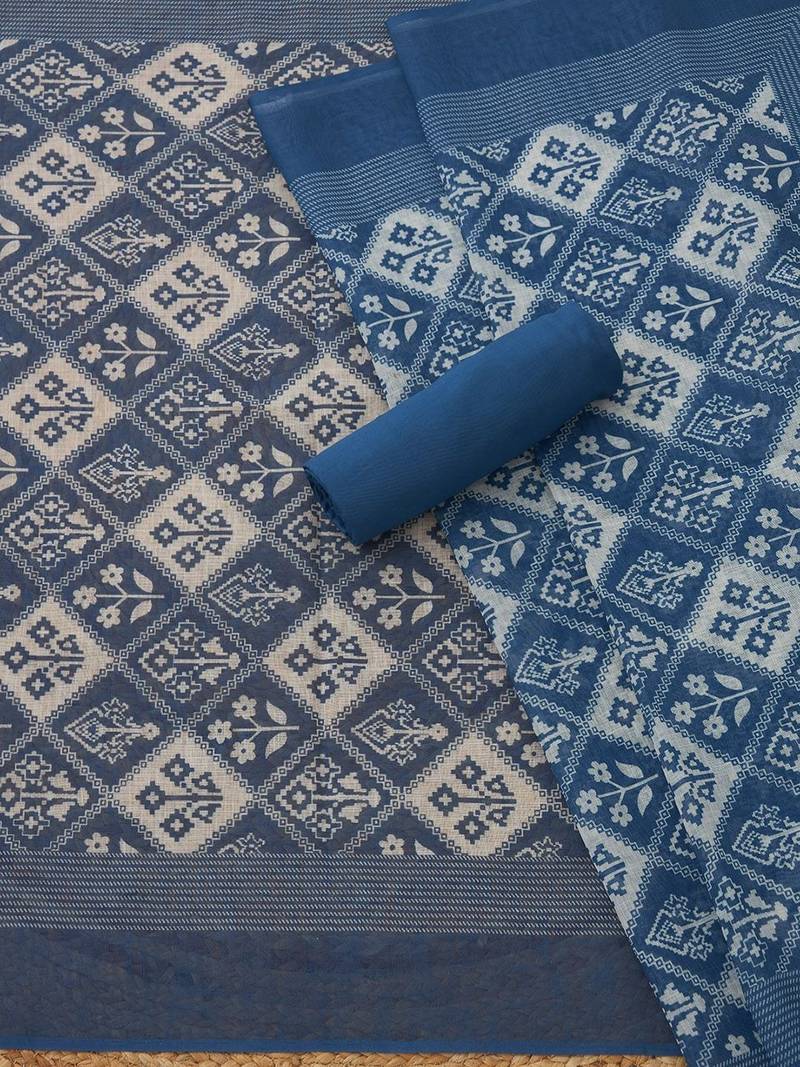 printed linen unstitched dress material