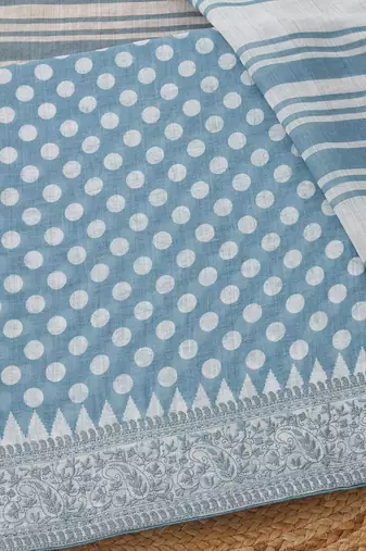 polka dots printed linen unstitched dress material