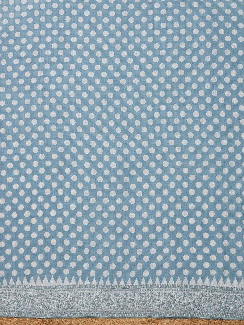 polka dots printed linen unstitched dress material