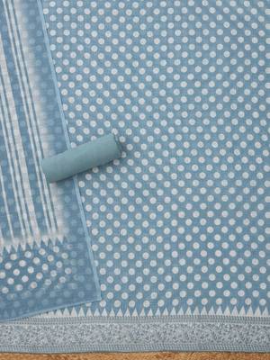 polka dots printed linen unstitched dress material 5