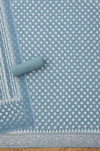 polka dots printed linen unstitched dress material